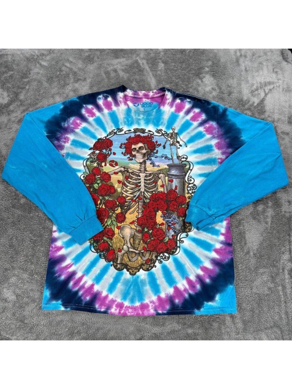 Vintage Grateful Dead Liquid Blue 30 Years Tie Dye Long Sleeve T Shirt Men L